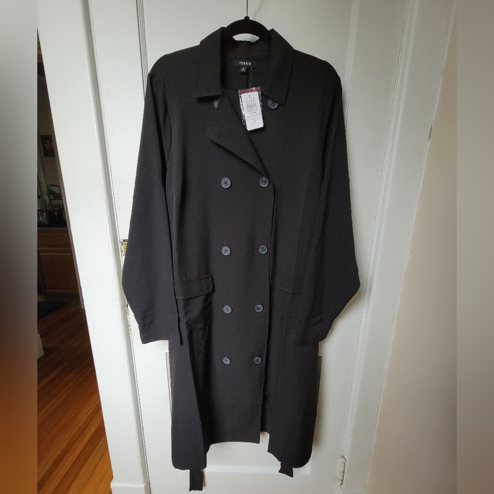 Torrid Lightweight Black Trench Coat with Belt